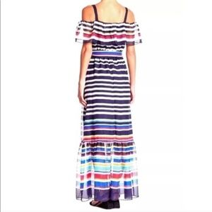 NWT Eliza J off the shoulder striped maxi dress